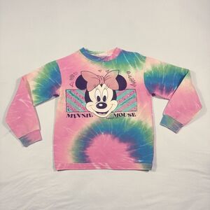 VTG Disney Minnie Mouse Sweatshirts Youth Kids Medium Multi‎ Tie Dye Crew Neck
